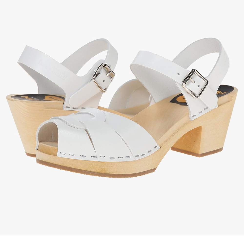 Swedish Hasbeens size 38 peep toe clogs